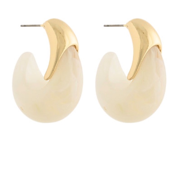 Graduated Marble Stone Open Hoops - Picture 3 of 5